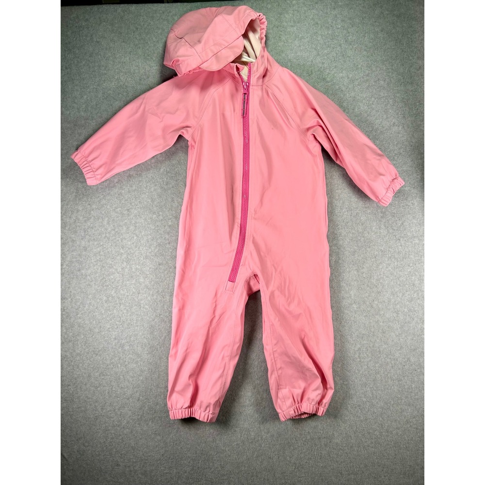 Cat & Jack Toddler Girl Pink Rain Suit One Piece Hooded Waterproof Coverall 2T